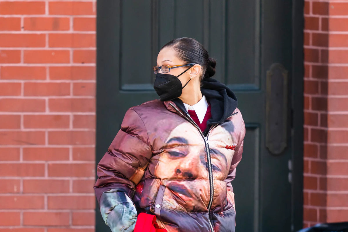 Bella Hadid Wearing Taxi Driver Puffer Jacket by Bond a Homeage to Robert de Niro
